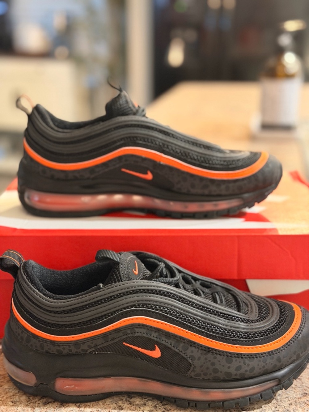 Nike Black and Orange Air Max 97 Running Shoes